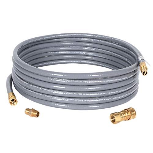 GGC 24 Feet 1/2 inch ID Natural Gas Hose with Quick Disconnect Connect Fittings & 3/8 Female to 1/2 Male Adapter Outdoor NG/Propane Appliance - CSA Certified