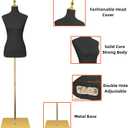 EaseHome Mannequin Body Female Mannequin Torso,Height Adjustable Black Leather Dress Forms for Sewing,Model Display Body Stand with Metal Bracket for Clothing Dress Jewelry Display