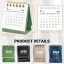 Mini Desk Calendar 2025-2026,4Pack Small Desk Calendar,Runs from July 2025 to Dec 2026 Monthly Planner Calendar Gold Twin-Wire Binding for Home Office School (Black Green Blue Beige)