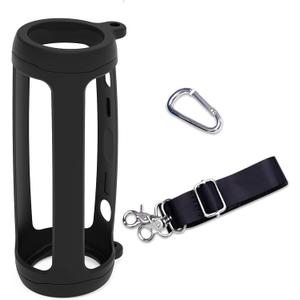 2 x LTGEM Silicone Case Compatible with JBL Flip 6 Portable Bluetooth Speaker, Hard Shell Travel Carrying Storage Bag with Extra Carabiner and Strap - Black(Case Only)