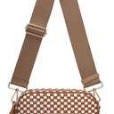 Small Woven Checkered Crossbody Bag for Womenl Cute Vegan Leather Purses Trendy Shoulder Handbags Wide Strap
