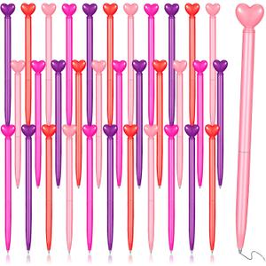 Fuutreo 12 Pcs Valentine‘s Day Heart Shaped Ballpoint Pens Retractable Metal Ballpoint Pen with Black Ink Party Favor for Office School Classroom Valentine‘s Day Wedding Party Supplies, 4 Colors