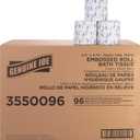 Genuine Joe Embossed Bath Tissue, 2-Ply, Septic Safe, Individually Wrapped, 4.5" x 3.75", 500 Sheets/Roll, 96 Count