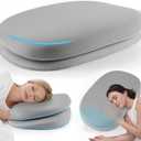 Side Sleeper Cervical Neck Pillow for Neck Pain Relief, Double Layer Soft & Firm Ergonomic Pillow for Neck Support, Cooling Memory Foam Contour Orthopedic Bed Pillows for Sleeping