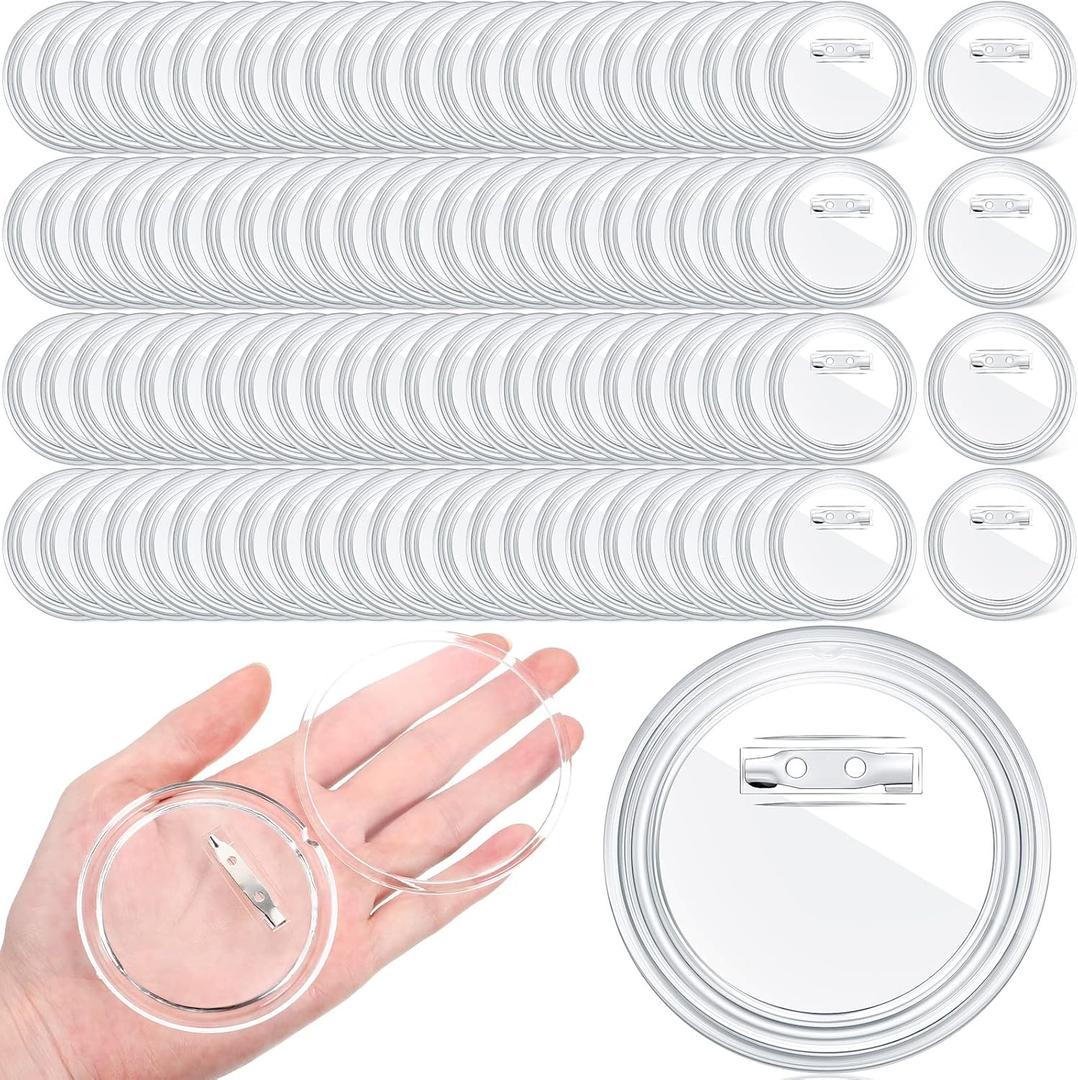 Yilloog 100 Pcs 3 Inch Clear Button Pins for Crafts DIY Photo Acrylic Blank Pins Bulk for Picture Make Your Own Buttons Badge Maker DIY Crafts Supplies