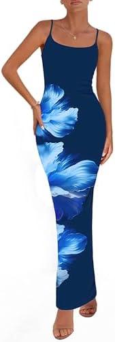 PRETTYGARDEN Womens Floral Maxi Dress Summer 2025 Sexy Spaghetti Strap Slip Bodycon Mesh Beach Vacation Dresses, Size: M