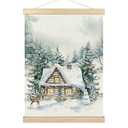 BCUANGD Winter Wall Art - Retro Christmas Deer Wall Decor Poster Hanger with Wood Frames, Rustic Pine Tree Landspace Holiday Xmas Wall Hanging Canvas Decor for Farmhouse Home Bedroom, 12x16 Inches