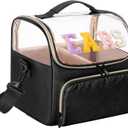 Mouse Ears Travel Case with Detachable Divider, Headband Holder Organizer Bag with Shoulder Strap, Chenille Letter Hair Accessories Storage Box, Black with Gold Zipper