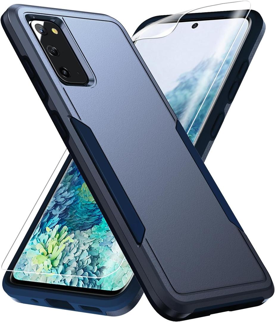 for Galaxy S20 Case,with Screen Protector [Military Grade Drop Tested] Heavy-Duty Tough Rugged Shockproof Protective Case for Samsung Galaxy S20 6.2 inch, Blue