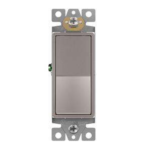 ENERLITES Elite Series Decorator Rocker Light Switch, 15A 120V/277V, Gloss Finish, Single Pole, 3 Wire, Grounding Screw, Residential Grade, UL Listed, 91150-NK, Nickel