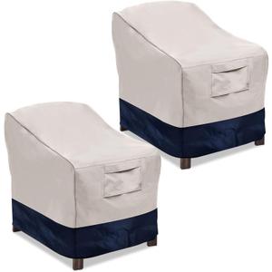 Vailge Patio Chair Covers, Lounge Deep Seat Cover, Heavy Duty and Waterproof Outdoor Lawn Patio Furniture Covers (Beige&Blue, 2 Pack-Large)