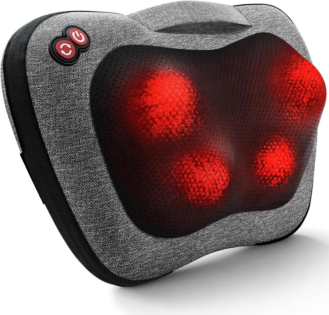 VIKTOR JURGEN Shiatsu Back Massager with Heat  Deep Tissue Massage for Neck, Shoulder, Leg, Upper & Lower Back Pain Relief, Electric Kneading 3D Massage Pillow Gifts for Men Women Dad, Mom, Christmas (Gray)