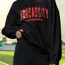 SFHFY Football Sweatshirt Women: Oversized Game Day Lightweight Shirt Football Team Fan Pullover Rugby Top (Black, L)