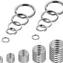 500pcs Assorted 5 Size Small Split Ring for Key Ring, Metal Keychains Key Rings Pet Collar Tag Double Loops Round Jump Rings for Jewelry Making Necklaces Bracelets Earrings Craft Accessories, Silver