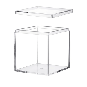 Acrylic Box with Lid Acrylic Plastic Square Containers, Plastic Square Cube with Lid Storage Box 5.9x5.9x5.9 Inches for Candy Pill and Tiny Jewelry