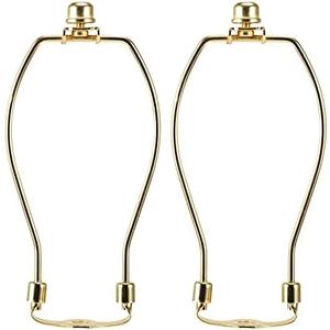 7 Inch Brass Lamp Harp Holder Kits with Finials and Detachable Saddle Bases, Light Duty, Saangseon Set of 2 DIY Lighting Accessories Horn Frame Lamp Shade Brackets