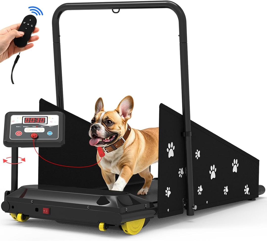 CIIHI Dog Treadmill for Medium Small Dogs - 265lbs Weight Capacity Pet Running Machine with 360 Rotatable Display - 2 in 1 Treadmill for Pet Fitness with Move Wheels and Remote Control (Black)