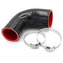 90 Degree 2 to 2-1/2 inch(51-63mm) Silicone Reducer Coupler Hose,Length 4-in(102mm),4-Ply Reinforced with 2PCS clamps Turbo/Intercooler/Intake Piping Reducer Coupler