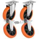 6 Inch Caster Wheels Set of 4 (2 Rigid, 2 Swivel), Ball Bearing 360 Degree Plate Swivel Castors Wheel Load 3000 lbs, Casters for Furniture, Workbench, Dolly, Cart
