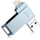 MFi Certified 512GB Flash Drives 3.0 High Speed 3ni1 USB Stick External Storage for iPhone/PC/iPad/Android/More Devices for Photos and Videos Transfer Storage Backup(512-Grey)