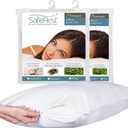SafeRest Pillow Protector - Pack of 2 - Standard Size Waterproof Pillow Cover - Zippered Pillow Encasement for College Dorm Room, New Home - Cotton Terry, Waterproof, Breathable