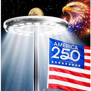 Deneve Deluxe Solar Powered Flagpole Lamp – Dusk to Dawn 12+ Hours, 26 LED, 1300 Lumen Outdoor Lighting for American Flag, Garden Decor, House Decor, 100% Coverage Black Model