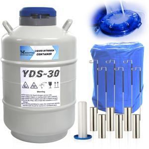 30L Liquid Nitrogen Tank, Aluminum Alloy Cryogenic Container Liquid Nitrogen (LN2) Dewar, Semen Tank, Liquid Nitrogen Dewar with 6 Canisters & Carry Bag (30L)