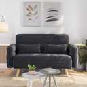 Yaheetech 46" Small Modern Fabric Sofa Loveseat Mid Century 2 Seater Sofa Couch with Lumbar Pillows, Solid Wood Legs for Living Room, Small Space, Dorm, Office, Bedroom, Dark Gray (29 X 46 X 30.5")