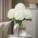 DuHouse 4Pcs Large Hydrangea Artificial Flowers,20 inch Latex Real Touch Hydrangeas Lifelike Hydrangea Flower for Home Wedding Bouquets Centerpieces Party Living Room Decoration(White)