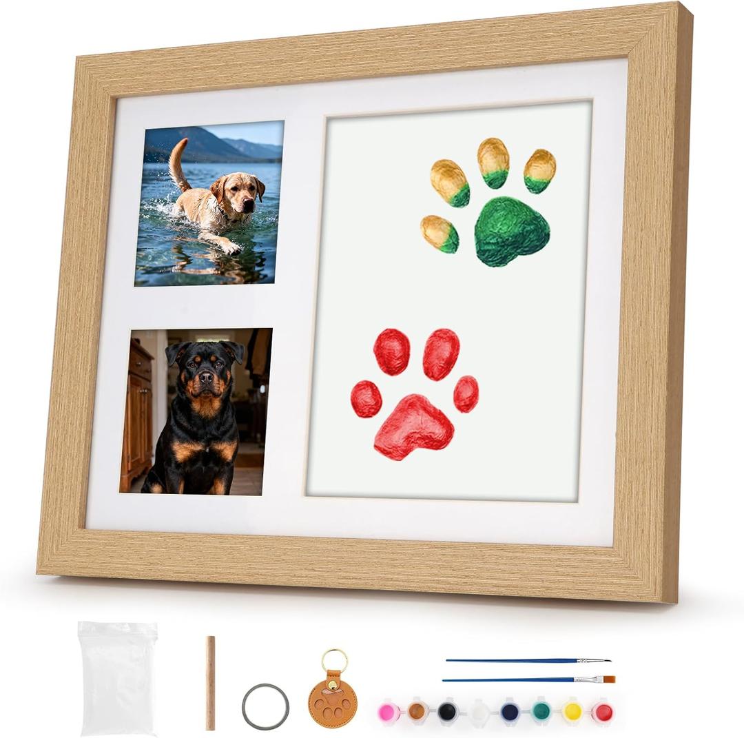 Lewrwet Dog Paw Print Kit with Fur Keepsake Keychain, Clay Paw Impression for Dogs, Easy DIY Pet Memorial Gift, Personalized Puppy Paw Print Ornament for Dog Lovers