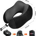 Airplane Pillow, Travel Neck Pillow with Memory Foam - Adjustable Buckle & Machine Washable Cover for Flights, Car, Office - Includes Eye Mask & Ear Plugs(Black) (Black and Gray)