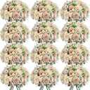 Tigeen 12 Bundles Peonies Artificial Flowers Faux Roses Silk Flowers Hydrangea Artificial Bouquet for Wedding Table Centerpiece Floral Vase Home Office Bridal Decor (Coffee Color)