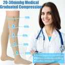 Sosation Thigh High Zipper Compression Socks 20-30 mmHg Zipper Compression Stockings Thigh High for Women Men Swelling Edema (Beige,Large)