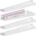 18.5 Inch Mahjong Racks with Pushers - Set of 4 Premium Tile Holders for 1.2" American Mahjong Games, Smooth Sliding for Family Game Nights (Transparent with Glitter)