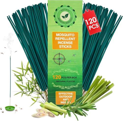 120 Pcs Natural Mosquito Repellent Outdoor Patio, Citronella Oil Mosquito Incense Sticks Plant-Based Bug Repellent for Patio Camping Fishing Backyard Travel Mosquito Control