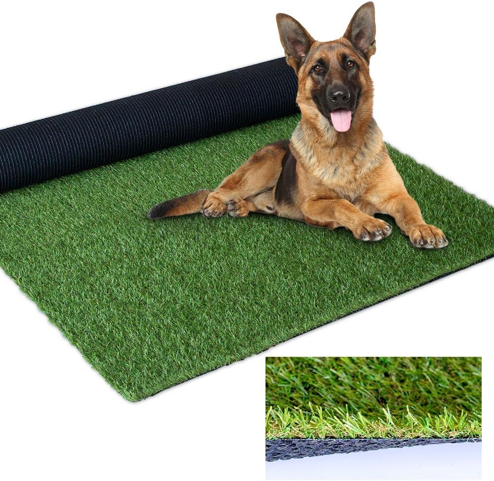 Artificial Grass Outdoor Rug, 3FT x 5FT (15 Square Feet) 0.8 inch Realistic Fake Synthetic Grass Carpet, 20mm Thick Indoor Outdoor Grass Lawn Rugs Landscape for Pets, Patio, Garden