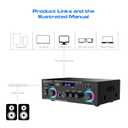 400W Home Audio Amplifier with Bluetooth 5.0, 2 Channel Stereo Receiver, Dual Karaoke Mics, FM Radio, USB/SD Playback for Home Theater, Garage, Party