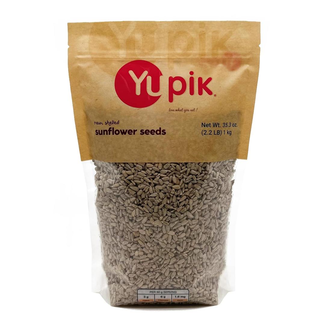 Yupik Raw Sunflower Seeds, Shelled, 2.2 lb (35.3oz), Kosher, Gluten-Free, Unsalted Sunflower Kernels, No Shell, Healthy Snacks, Source of Omega-6 and Fiber (EXP 02/10/27)