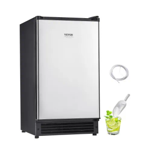 VEVOR Undercounter Built-in Ice Maker, 25 Lbs/Day Under Counter Ice Maker Machine with Reversible Door Stainless Steel, Freestanding Ice Maker for Commercial Home Kitchen, No Drain Required