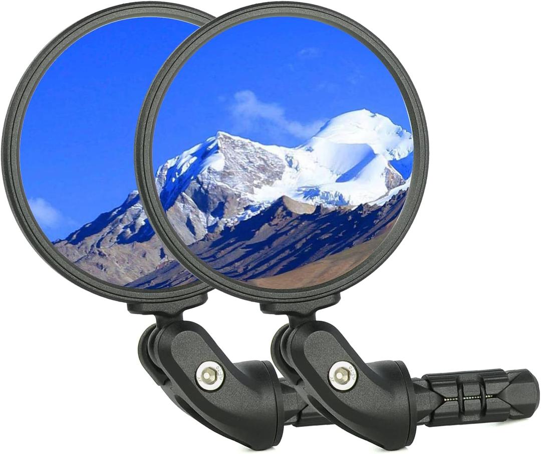 Bike Mirrors,Bike Bar End Mirror, HD Glass Convex Lens Bicycle Rearview Mirror, Safe Cycling Rearview Mirror, Easy to Install (A: 3" for Flat or Drop Bar Bike 2PCS)