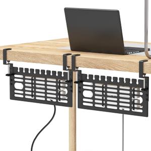 ForoGore 2 Pack Under Desk Cable Management Rack, No Drill Cable Management Under Desk Space Saving Wire Rack for Office Home