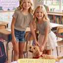 Girls' Short Sleeve T-Shirts | Scoop Neck Shirts, Summer, Sizes 5-14Y, Casual, Basic Tees, Tween, Lightweight, Soft, Loose Fit, Pleated, Cute