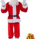 Boys Santa Costume Kids Santa Suit 9 PCS Youth Santa Costume for Halloween Christmas Holiday Cosplay Party (Small)