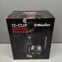 Mueller 12-Cup Drip Coffee Maker - Borosilicate Carafe, Auto-Off, Reusable Filter, Anti-Drip, Keep-Warm Function, Clear Water Level Window Coffee Machine, Kitchen Essentials & Accessories (Black)