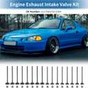 16pcs Engine Intake and Exhaust Valve Kit with Valve Seals for Honda Civic Del Sol 1.6L 1.7L 1992-2005 SOHC D16Z6 D17A1 A2 A6