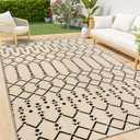 Smiry Outdoor Rug 5x8 ft, Waterproof Reversible Plastic Straw Rugs, Boho Outdoor Area Rug, Outside Floor Mat for Patio, Backyard, Deck, Picnic, Beach, Camping, Beige