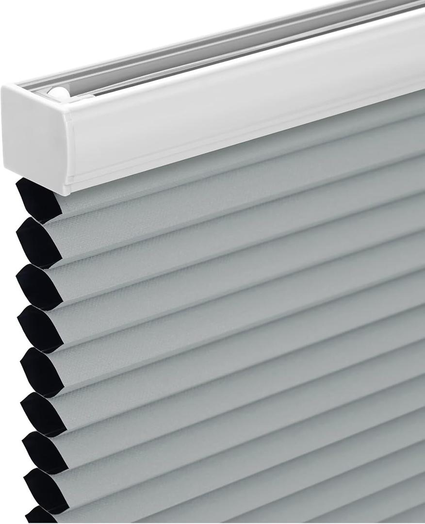 Changshade Cordless Cellular Shades, Blackout Honeycomb Shades for Windows, Pull Down Pleated Blinds, Easy to Install for Indoor Windows and French Doors,24" W x 64" H, Grey
