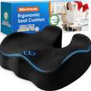 BlissTrends Seat Cushion,Thick Memory Foam Cushions for Office Chair, Car Seat, Airplane, Relieving Pressure Tailbone Sciatica Back Pain for Long Sitting Office Workers, Car Drivers 4.7in Thick Black (Large)