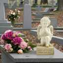 Praying Angel Figurine  6.5" Resin Memorial Angel Statue with Folded Hands, Cherub Remembrance Sculpture with Forever with The Angels Inscription, Sympathy Gift for Loss and Healing