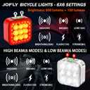 Bike Lights Front and Back Rechargeable USB-C, Waterproof Bike Headlight and Tail Light Set, 6x6 Modes, 60 Hrs Runtime, White + Red